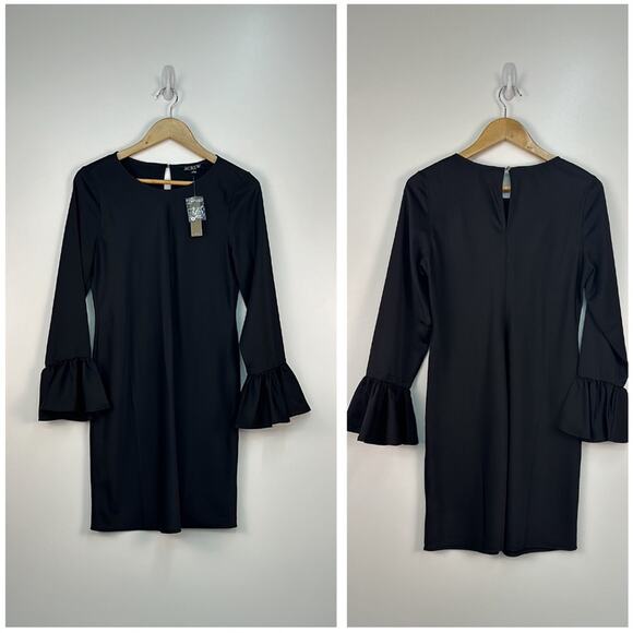 J. Crew Bell-sleeve satin black dress size 4 New with tags NWT - Picture 10 of 10
